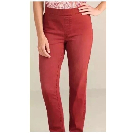 Soft Surroundings Ultimate Denim Pull On Waist Relaxed Jeans Olive‎ Green Medium - Picture 12 of 13